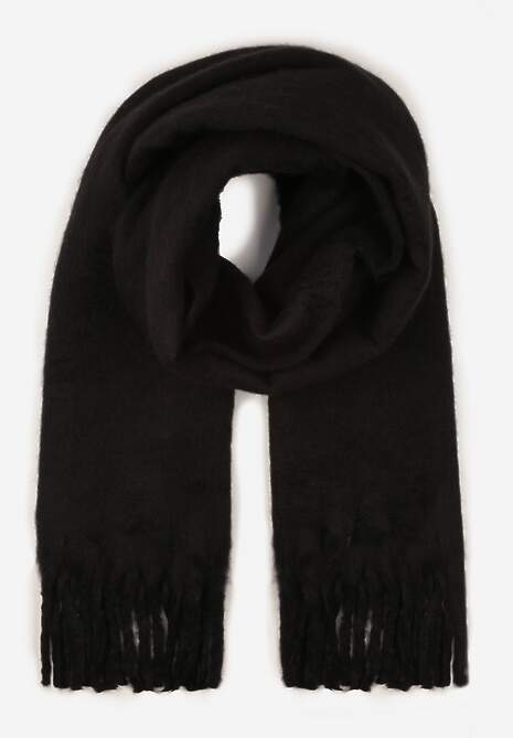 Czarny Szalik Ozdobiony Frędzlami Owedela