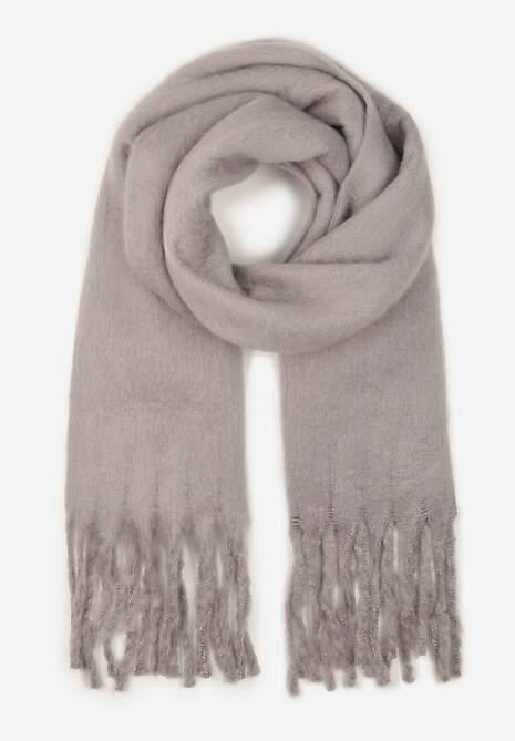 Szary Szalik Ozdobiony Frędzlami Owedela