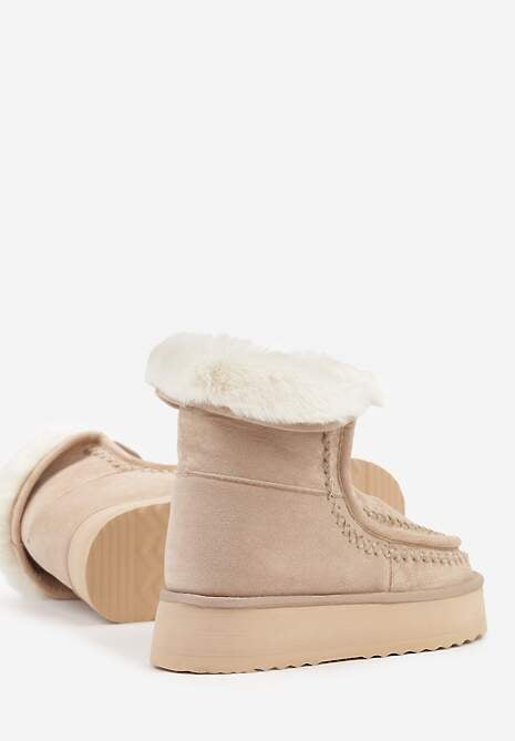 Beżowe Śniegowce Ozdobione Haftem Rawedena 7