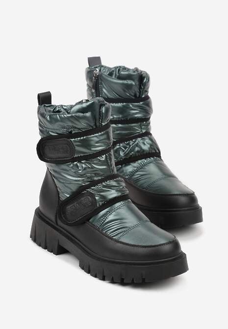 Ciemnozielone Śniegowce na Rzepy i Grubej Podeszwie Cashel 5