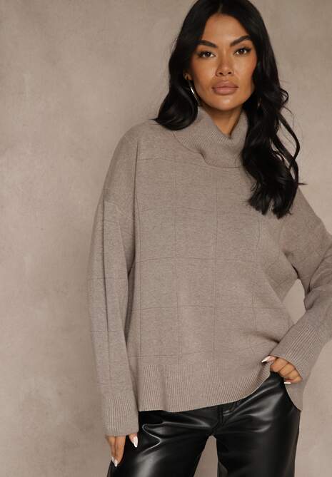 Pulover pe gât Bej 4
