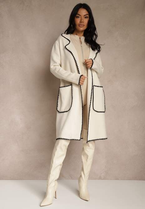 Beżowy Kardigan z Haftowaną Lamówką Tuscele 4