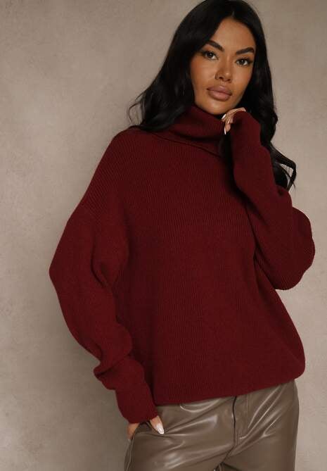 Bordowy Golf z Domieszką Wiskozy i Kaszmiru Azivara