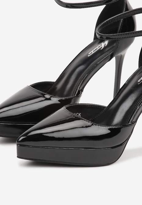 Czarne Szpilki Lakierowane z Platformą Nilafera 7