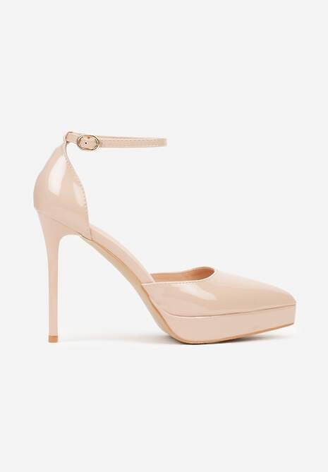 Beżowe Szpilki Lakierowane z Platformą Nilafera 4