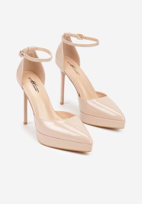 Beżowe Szpilki Lakierowane z Platformą Nilafera 5