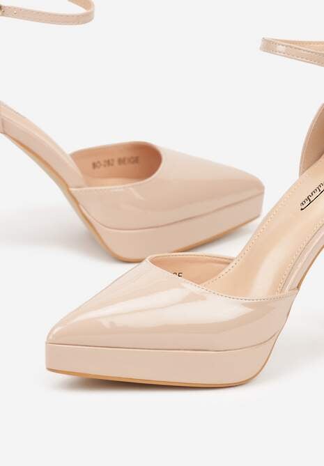 Beżowe Szpilki Lakierowane z Platformą Nilafera 6