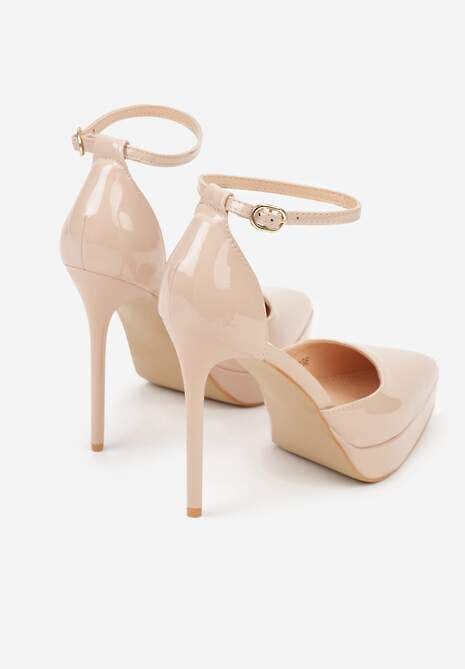 Beżowe Szpilki Lakierowane z Platformą Nilafera 7