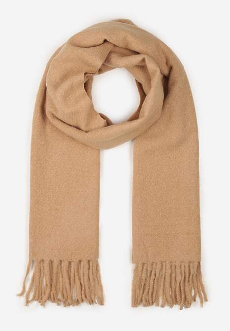 Brązowy Gładki Szalik z Frędzlami Vetimare