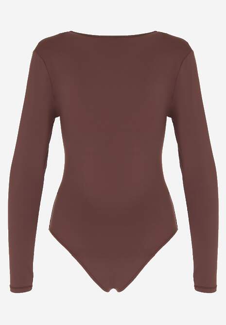 Brązowe Body z Marszczeniem i Metaliczną Ozdobą Feriana 7