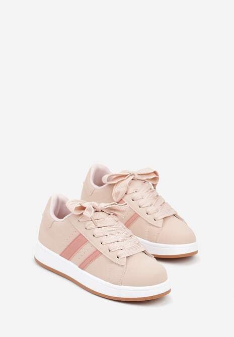 Różowe Sneakersy na Niskiej Platformie z Naszywkami Flordexia 5