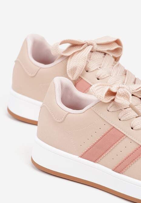 Różowe Sneakersy na Niskiej Platformie z Naszywkami Flordexia 7