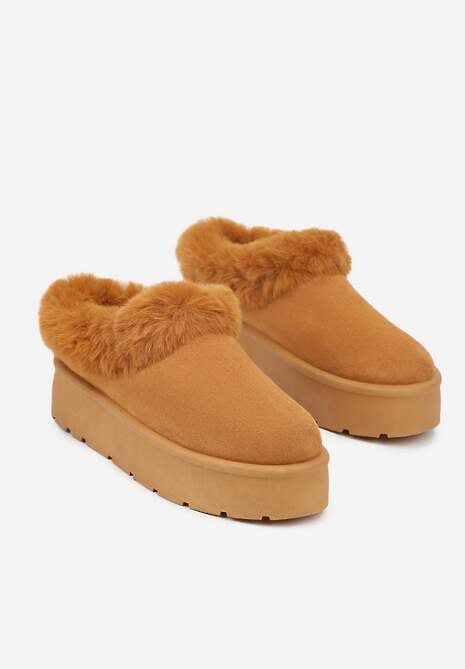 Brązowe Krótkie Śniegowce na Platformie Ozdobione Futerkiem Sewlara 5