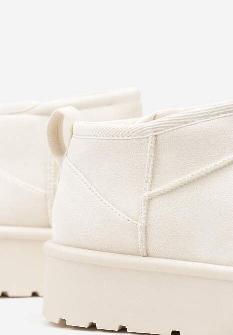 Beżowe Wsuwane Śniegowce z Futerkowym Ociepleniem na Platformie Eslin 6