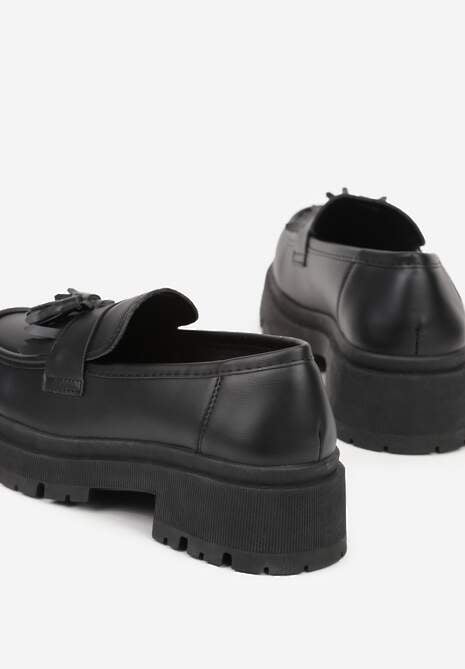 Czarne Mokasyny na Platformie Ozdobione Frędzlami Sewrisa 7