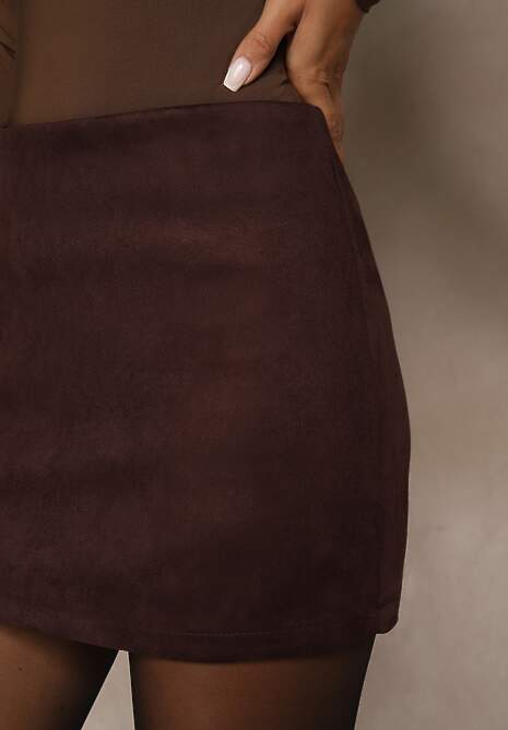 Brązowe Spódnico-Spodenki z Ozdobną Imitacją Kieszeni Sewressa 5