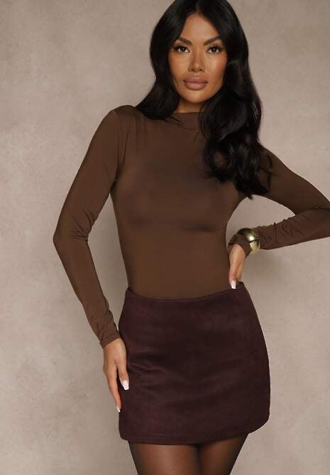 Brązowe Spódnico-Spodenki z Ozdobną Imitacją Kieszeni Sewressa