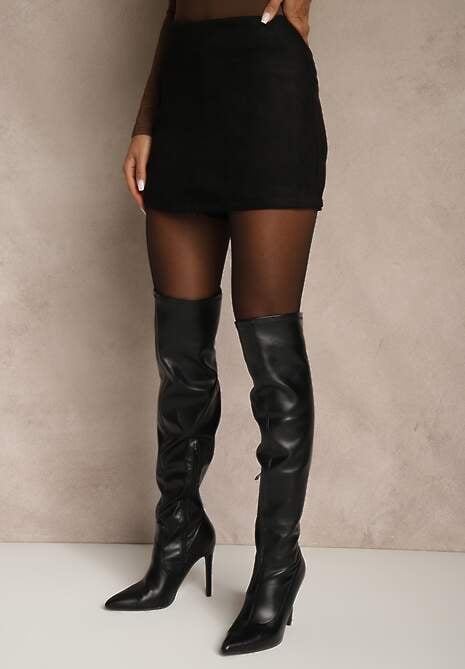 Czarne Spódnico-Spodenki z Ozdobną Imitacją Kieszeni Sewressa 4