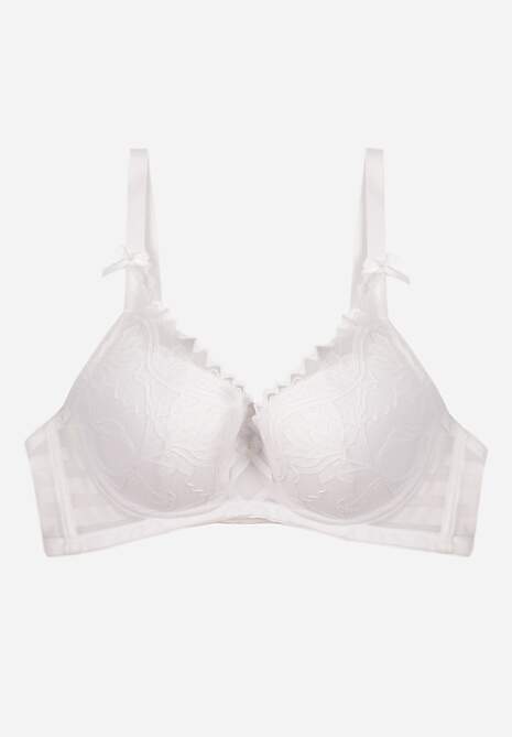 Biały Biustonosz Ozdobiony Koronką i Kokardkami Sellene