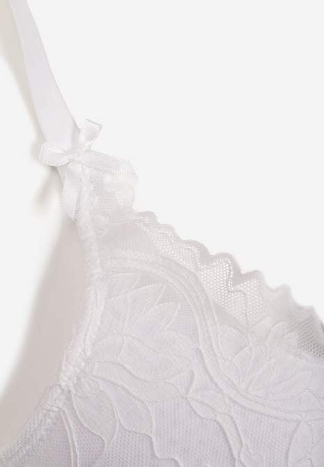 Biały Biustonosz Ozdobiony Koronką i Kokardkami Sellene 7