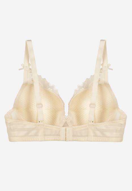 Jasnobeżowy Biustonosz Ozdobiony Koronką i Kokardkami Sellene 7