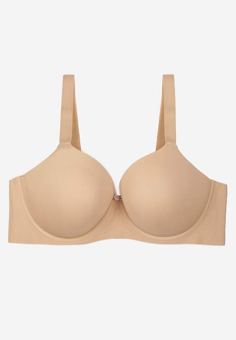 Beżowy Klasyczny Biustonosz o Gładkiej Fakturze Adriaros