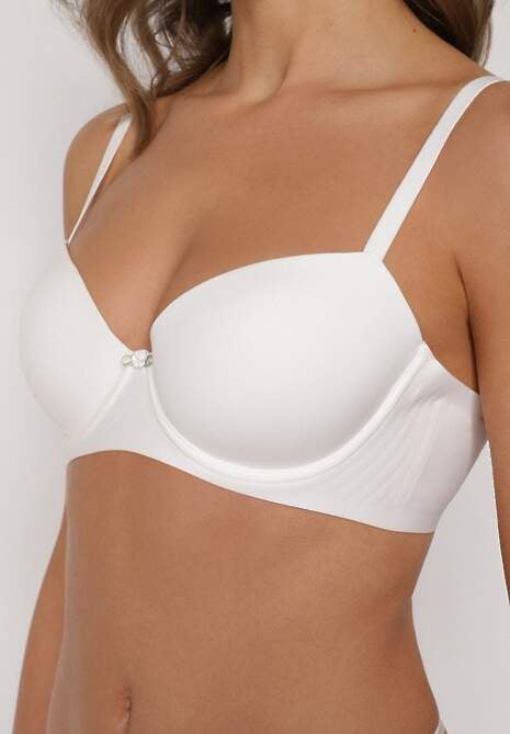 Biały Gładki Biustonosz o Klasycznym Fasonie Amanei