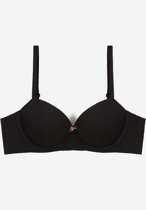 Czarny Gładki Biustonosz o Klasycznym Fasonie Amanei