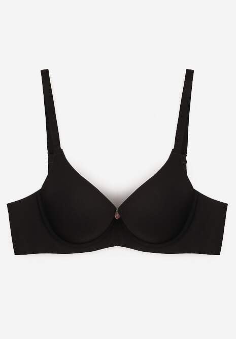 Czarny Gładki Biustonosz z Efektem Push-up Theisithea