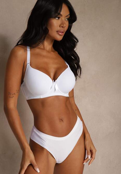 Biały Biustonosz o Gładkim Wykończeniu z Kokardką Phiphise