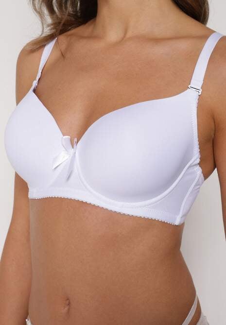 Biały Biustonosz o Gładkim Wykończeniu z Kokardką Phiphise