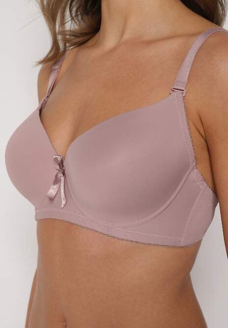 Jasnofioletowy Biustonosz o Gładkim Wykończeniu z Kokardką Phiphise