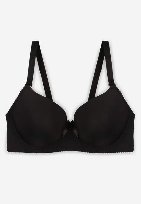 Czarny Biustonosz o Gładkim Wykończeniu z Kokardką Phiphise