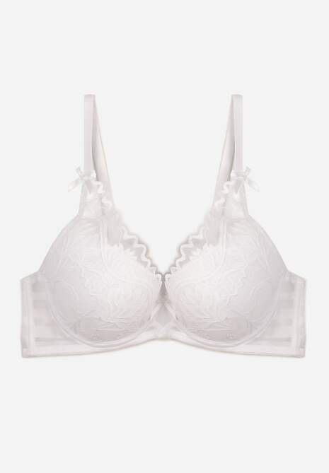 Biały Biustonosz Zdobiony Koronką i Kokardami Morgavia