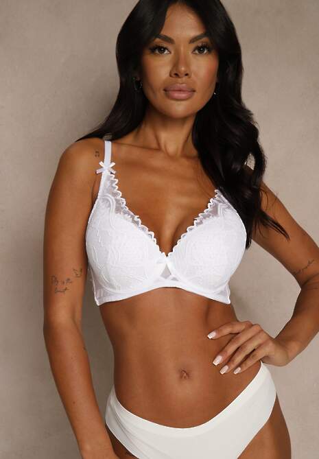 Biały Biustonosz Zdobiony Koronką i Kokardami Morgavia 4