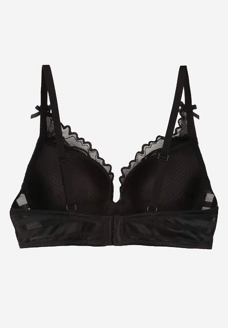 Czarno-Beżowy Biustonosz Zdobiony Koronką i Kokardami Morgavia 7