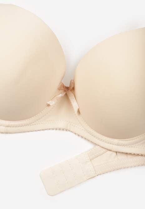 Beżowy Gładki Biustonosz o Klasycznym Fasonie Arriethia 7