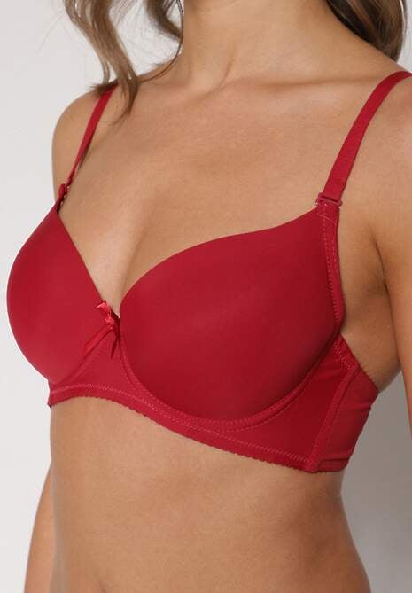 Bordowy Gładki Biustonosz o Klasycznym Fasonie Arriethia