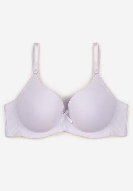 Biały Gładki Biustonosz o Klasycznym Fasonie Zdobiony Kokardką Caloris