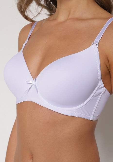 Biały Gładki Biustonosz o Klasycznym Fasonie Zdobiony Kokardką Caloris