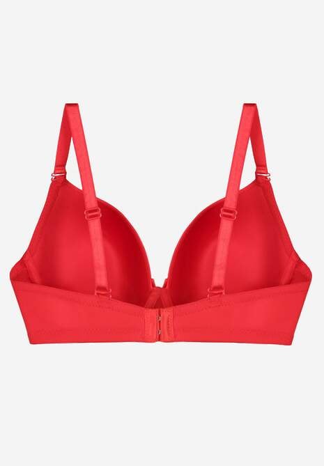 Czerwony Gładki Biustonosz o Klasycznym Fasonie Zdobiony Kokardką Caloris 7