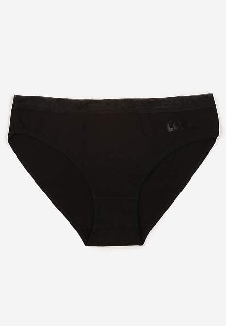 Czarne Majtki Figi z Bawełny z Napisem Love Adririn