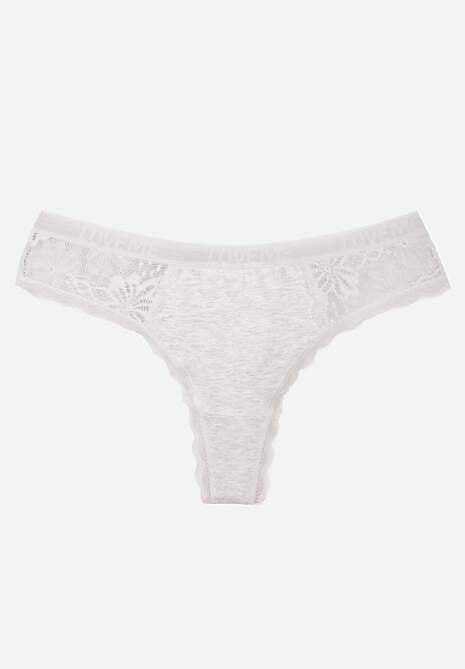 Jasnoszare Majtki Stringi Ozdobione Koronką z Bawełną Meniliphis