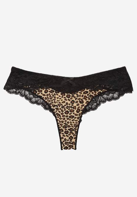 Panterkowe Majtki Stringi Ozdobione Koronką Phisoris