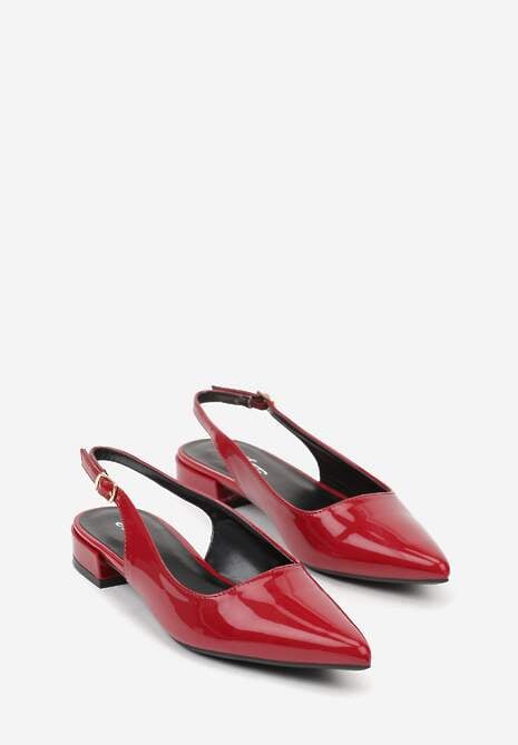 Bordowe Sandały Lakierowane na Płaskiej Podeszwie z Ozdobnym Paskiem Delaniael 5