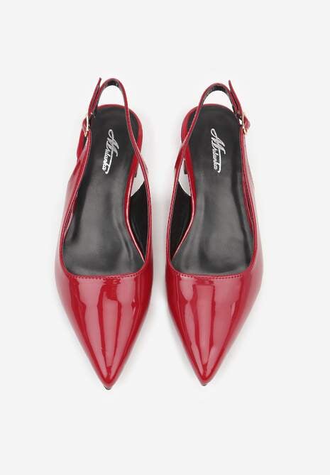 Bordowe Sandały Lakierowane na Płaskiej Podeszwie z Ozdobnym Paskiem Delaniael 7