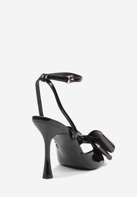 Czarne Lakierowane Sandały z Kokardkami Orimoni 7