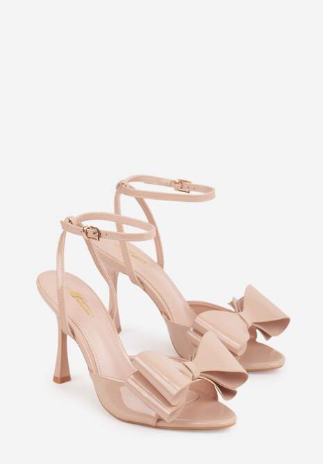 Beżowe Lakierowane Sandały z Kokardkami Orimoni 5