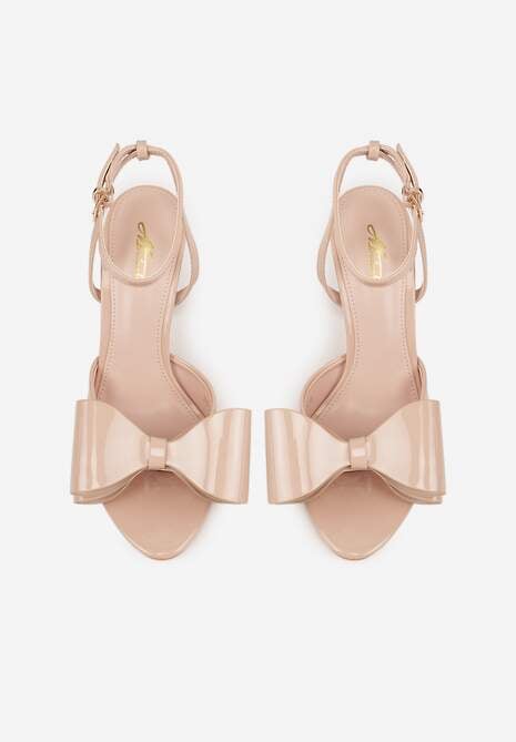 Beżowe Lakierowane Sandały z Kokardkami Orimoni 6