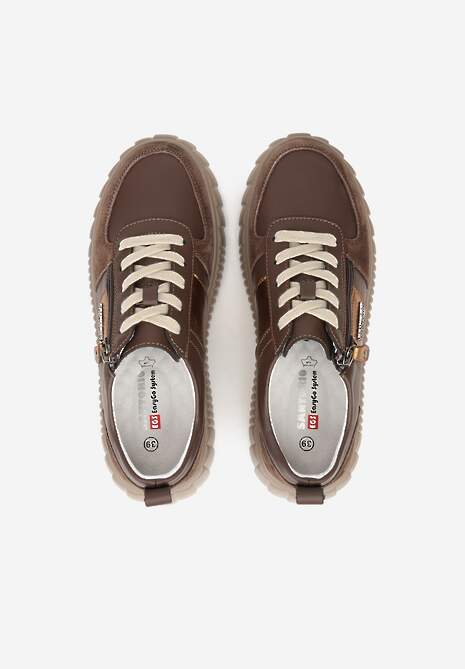 Brązowe Sneakersy ze Skóry Naturalnej z Metalicznym Zdobieniem Zorentee 6